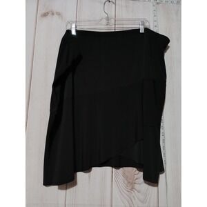Susan Graver Skirt Womens 3X Black Asymmetrical Hem Layered Midi‎ Pull On